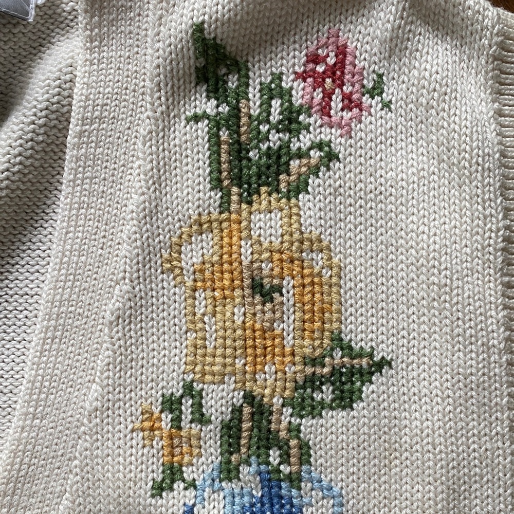 Vintage J H Collectibles Cream Floral Button-Up Sweater Vest - Picture 9 of 10